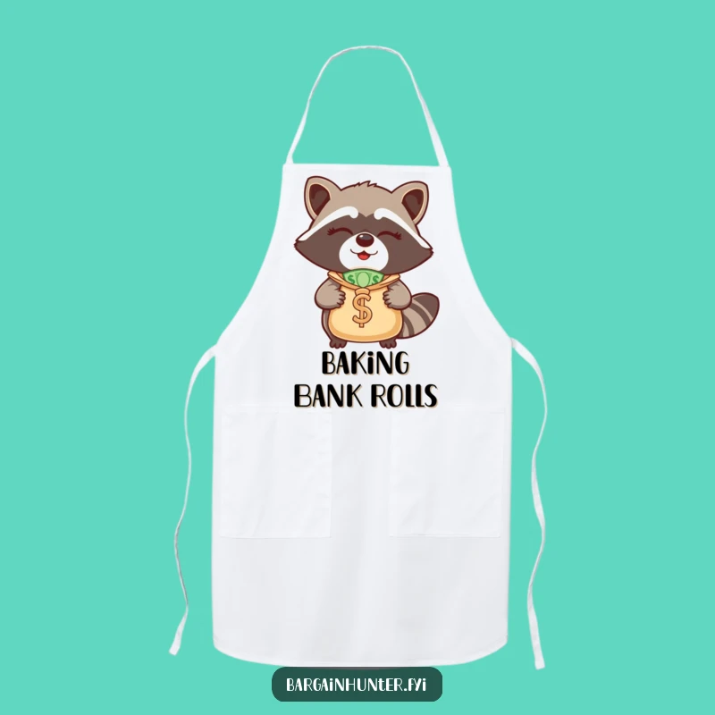 Funny Winking Raccoon Money Bag Apron: Cook Up Laughs in the Kitchen!