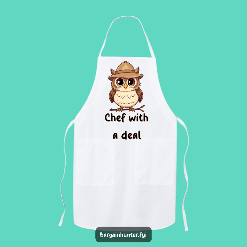 Funny Bargain Hunter Owl Apron: Deal Spotting Style, Humorous Kitchen Gift