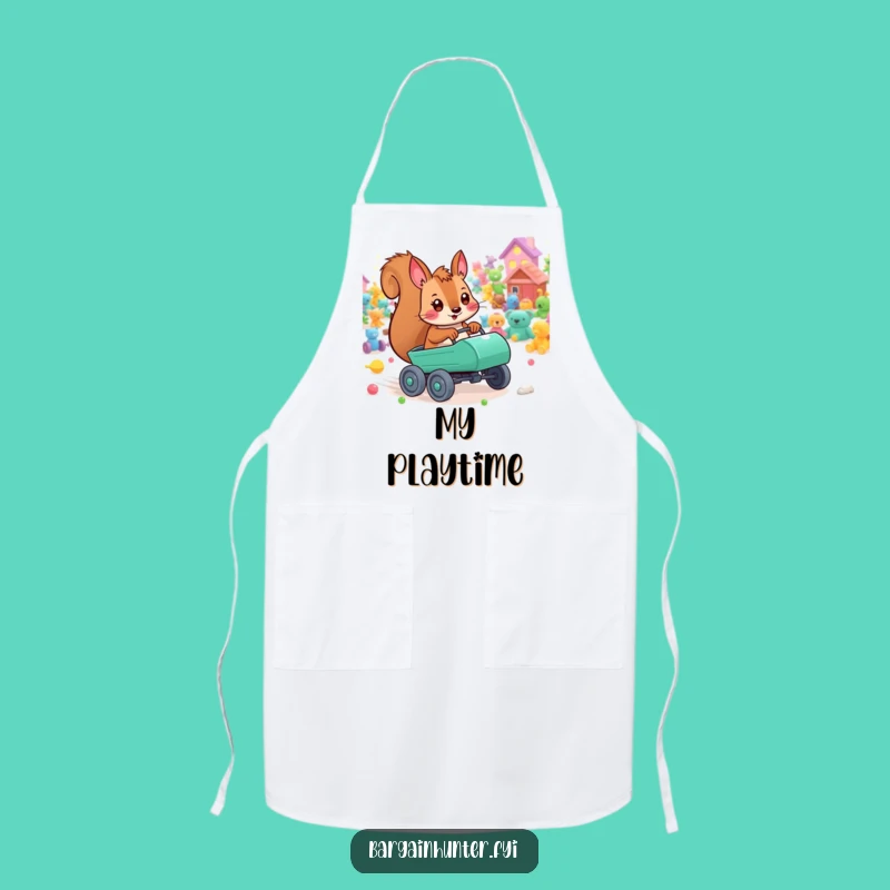 Funny Playful Squirrel Toy Cart Apron - Kitchen Fun & Playful Vibes