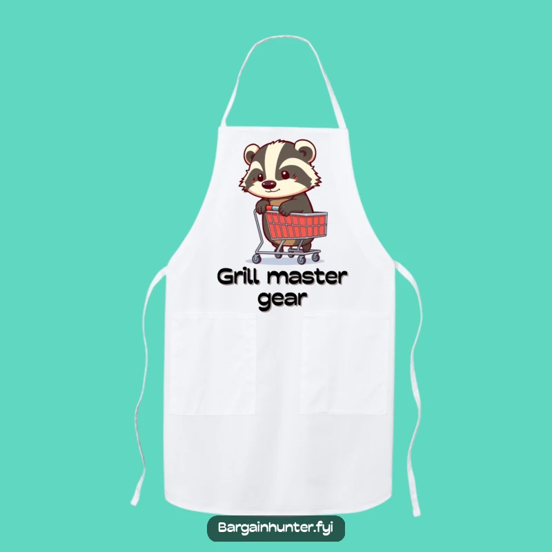Funny Determined Badger Shopping Trolley Apron: Tackle Kitchen Tasks with Humorous Grit!