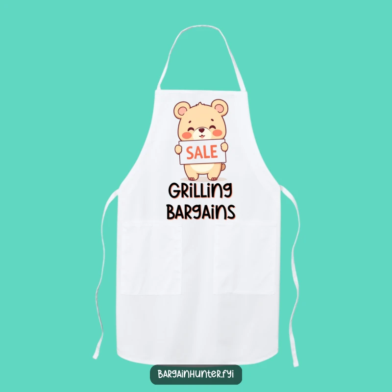 Funny Bear Cub Sale Apron: Cheerful Waving Sign - Kitchen Deals