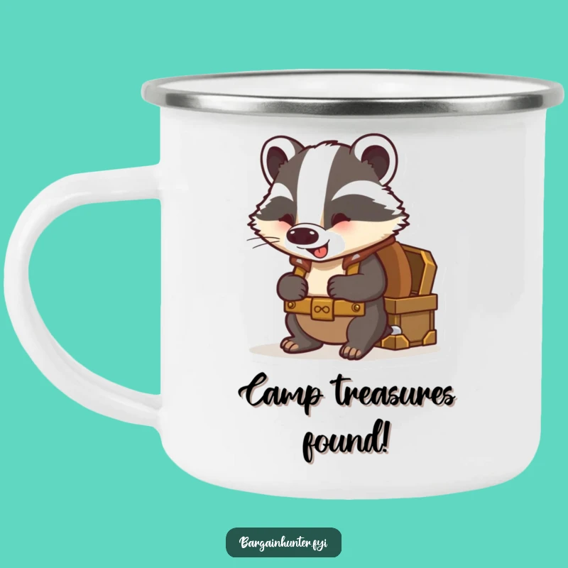 Funny Badger Treasure Camping Mug - Humorous Outdoor Gift for Adventurers