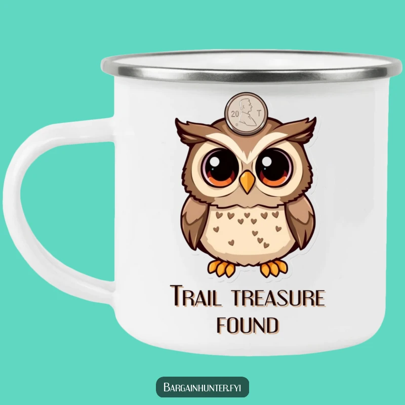 Funny Owl Penny Surprise Camping Mug - Outdoor Adventure & Luck Gift