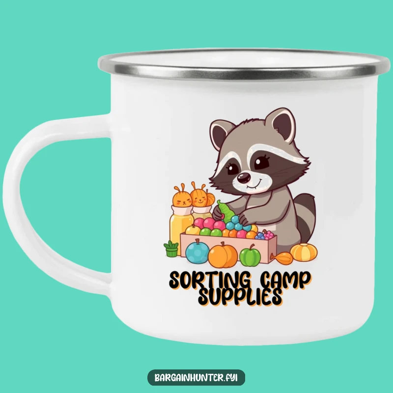 Funny Raccoon Collector Camping Mug: Adventure with this Sorting Raccoon