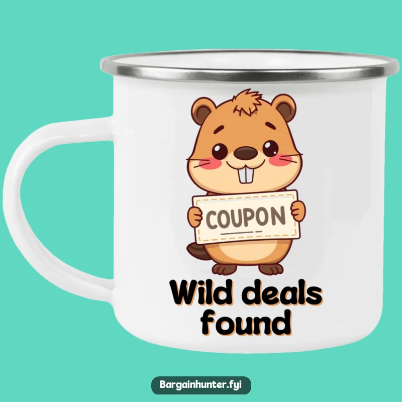 Funny Beaver Coupon Camping Mug - Durable & Grinning Outdoor Drinkware
