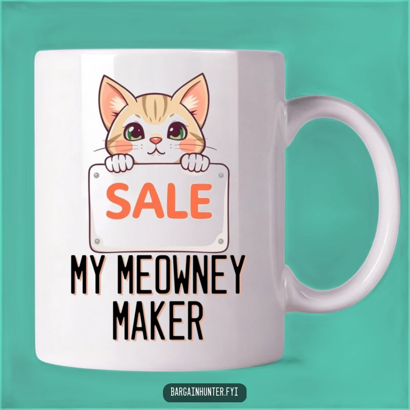 Funny Cat Sale Sign Mug - A Curious Kitty's Favorite Shopping Deal Gift