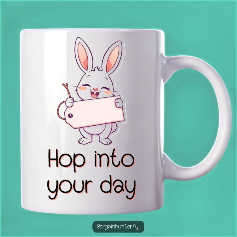 Funny Enthusiastic Bunny Mug: Giant Tag Smile, Hilarious Gift for Joyful People!