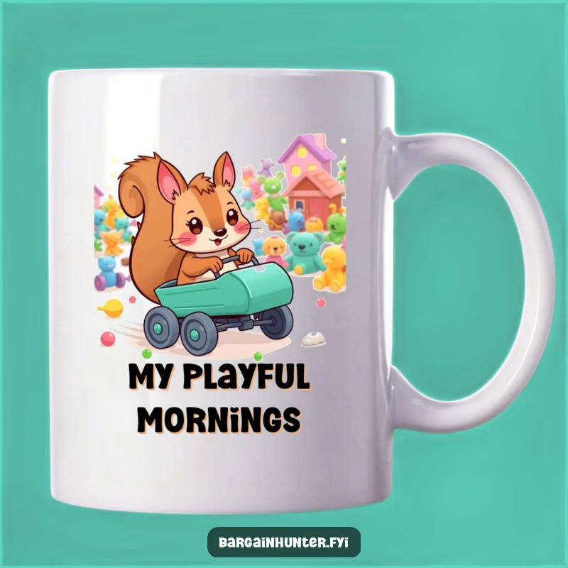 Funny Playful Squirrel Toy Cart Mug - Energetic Fun Gift Idea