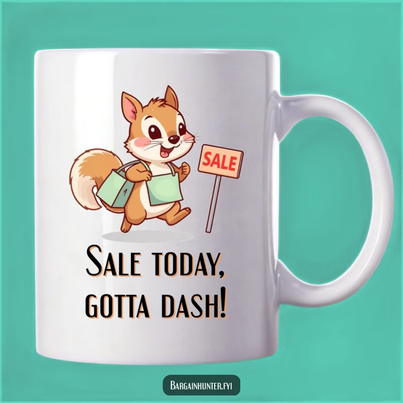 Funny Squirrel Sale Leap Mug - Perfect Humorous Gift for Shoppers