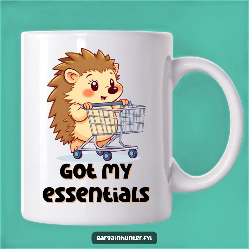 Funny Hedgehog Shopping Cart Mug - The Ultimate Bargain Hunter Funny Gift!