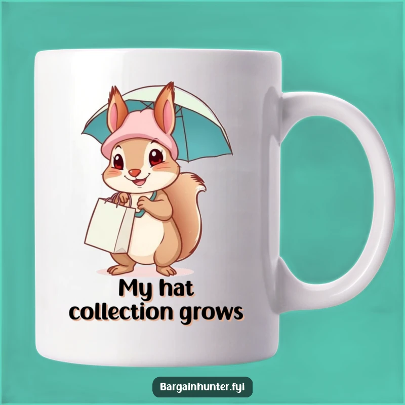 Funny Squirrel Shopping Hat Umbrella Mug, A Hilarious Gift for Nutty Friends