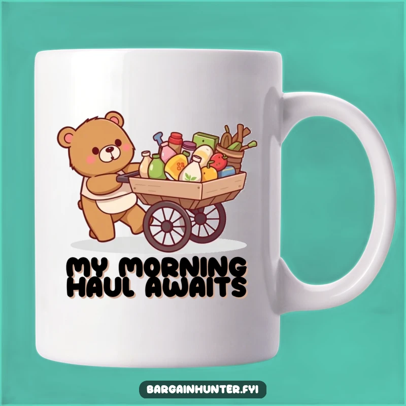 Funny Bear Shopping Mug: Cart of Goods - Happy Shopper Gift