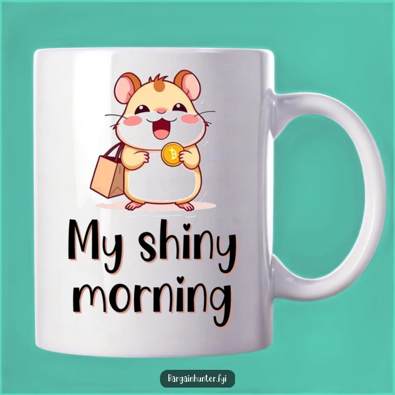 Funny Excited Hamster Coin Mug - Shopaholic's Hilarious Treat Gift