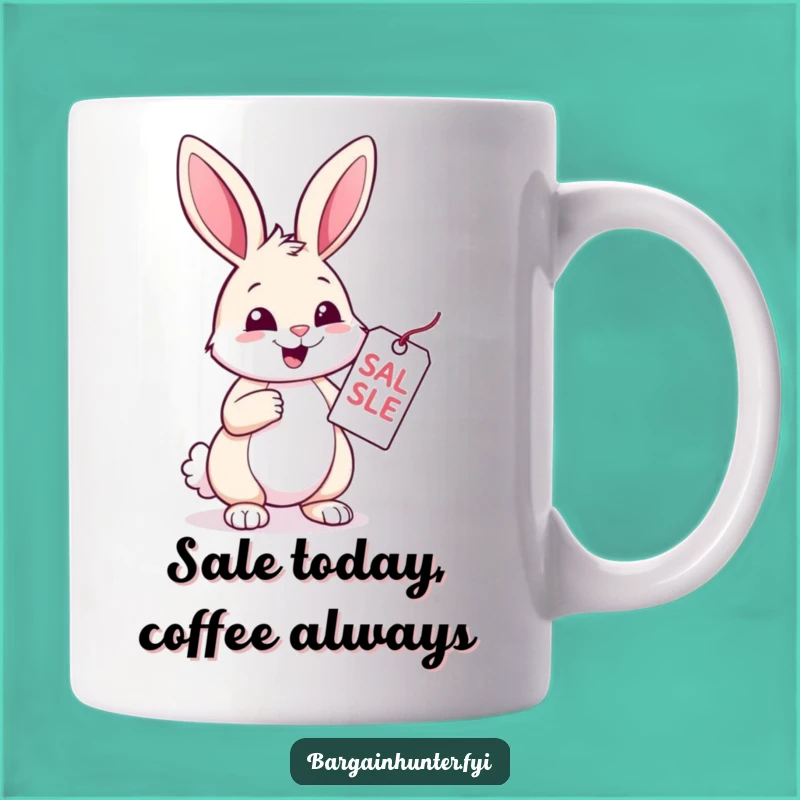 Funny Rabbit Sale Mug: Cheerful Bargain Hunter's Perfect Gift for Joy