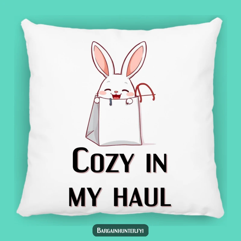 Funny Joyful Rabbit Pillow - Cozy Shopping Bag Snuggle