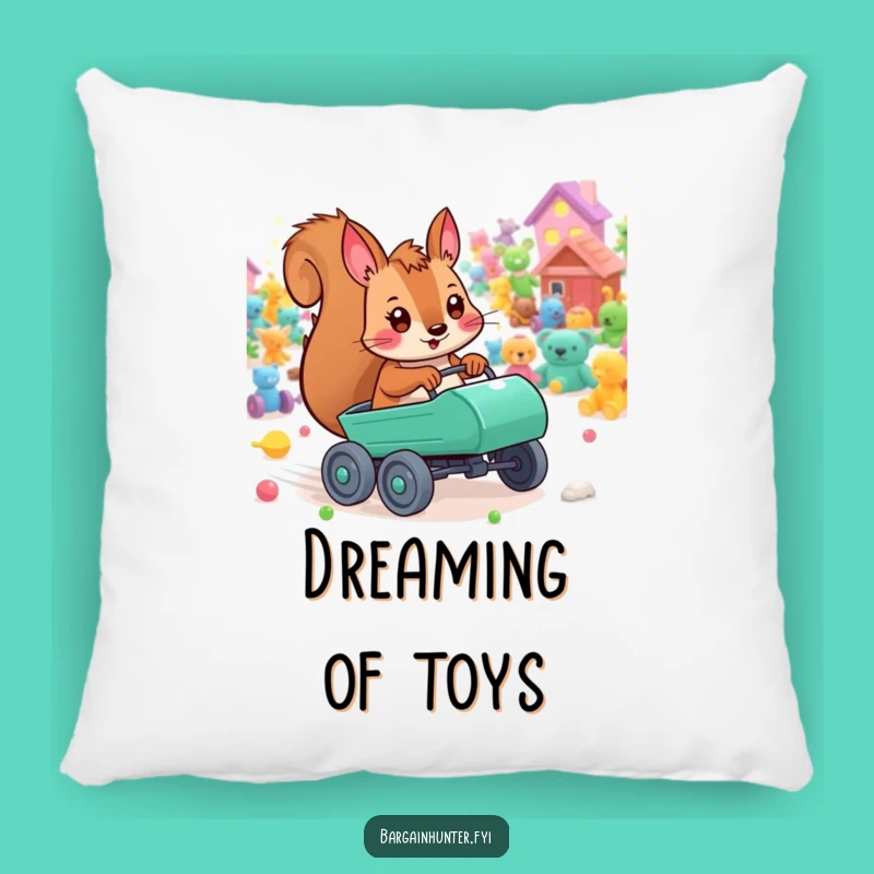 Comfy Funny Playful Squirrel Toy Cart Pillow - Cozy & Energetic Accent