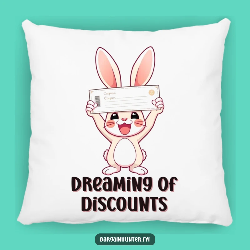Funny Bunny Coupon Pillow - Cozy Humorous Accent for a Saver's Den