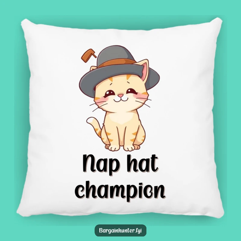 Funny Cat Hat Pillow: Cozy Kitty Amused for Comfort and Cheer