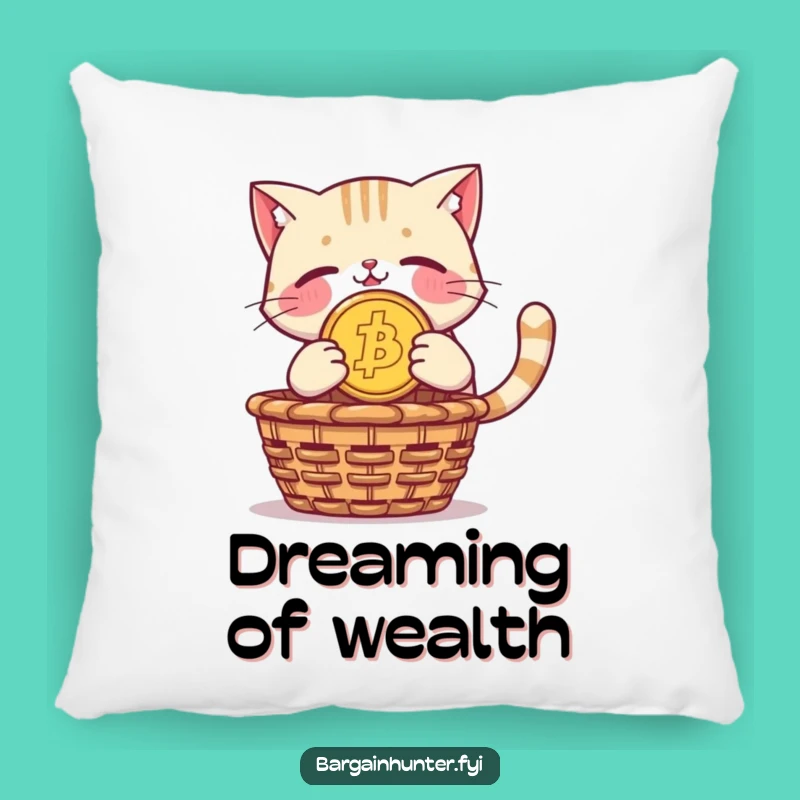 Funny Cat Pillow: Coin Diver Pride - Cozy Humorous Pet Gift