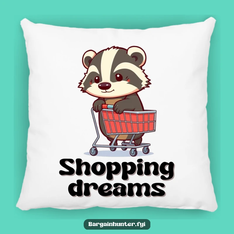 Funny Determined Badger Shopping Trolley Pillow: Comfort Meets Comedic Drive!