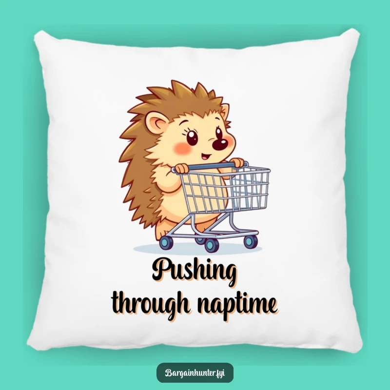 Funny Hedgehog Shopping Cart Pillow - Cozy Comfort & Hilarious Funny Gift!