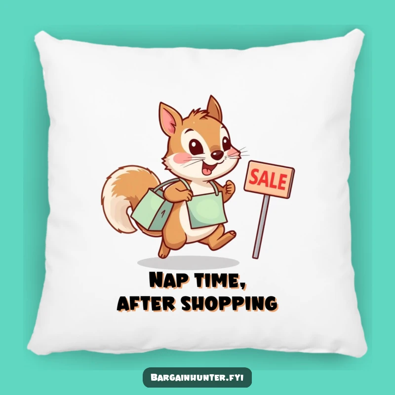 Funny Squirrel Sale Pillow - Cozy Humorous Accent for Shopper's Nook