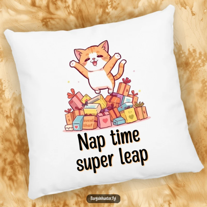 Funny cat lounging on a pillow, perhaps after a successful shopping spree, bringing comfort and humor.