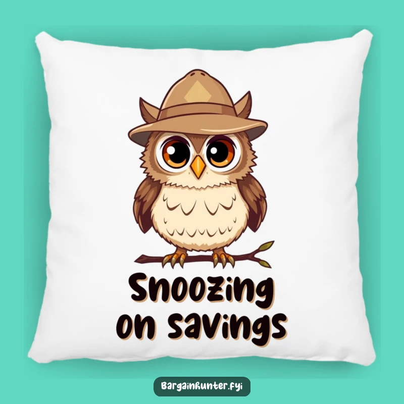 Funny Bargain Hunter Owl Pillow: Cozy Deal Spotter Cushion, Humorous Accent Gift