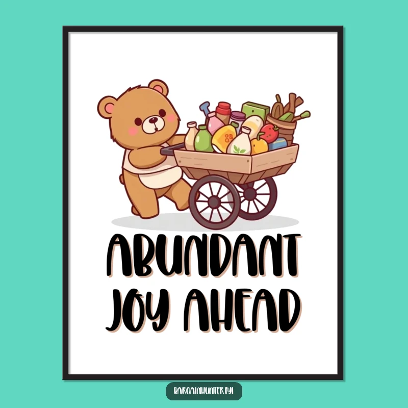 Funny Bear Digital Art: Overflowing Cart - Instant Gift