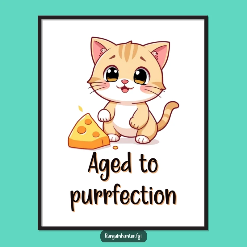 Funny Cat Cheese Snatcher Digital Art: Hilarious Print for Cat Lovers, Instant Gift