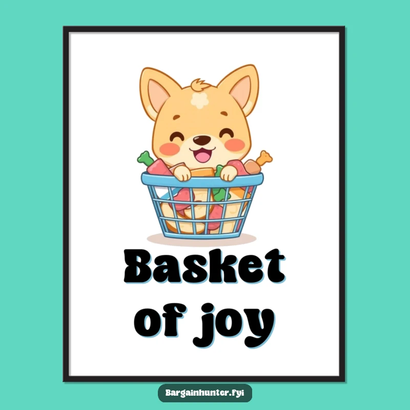 Funny Dog Treat Haul Digital Print: Smiling Pup Basket - Instant Joy