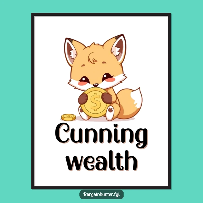 Funny Fox Cub Treasure Art Print: Playful Mischief for Your Digital Space