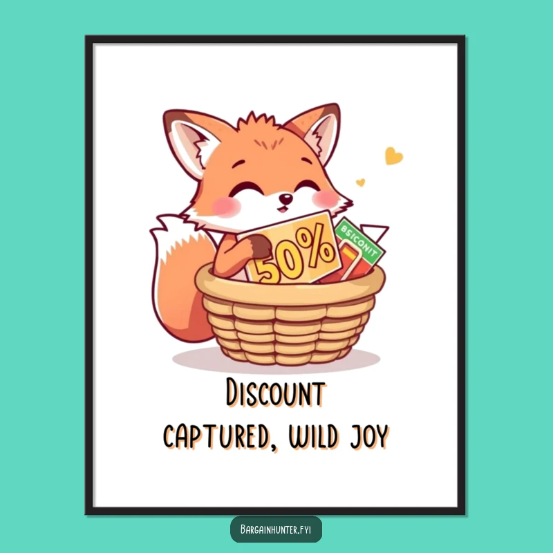 Funny Fox Digital Art Print: Playful Discount Grabber - Perfect Gift