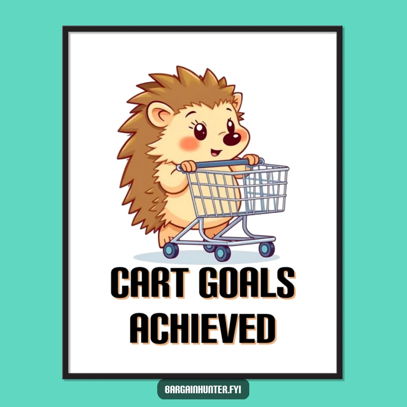 Funny Hedgehog Shopping Cart Digital Print - Hilarious Decor Funny Gift!