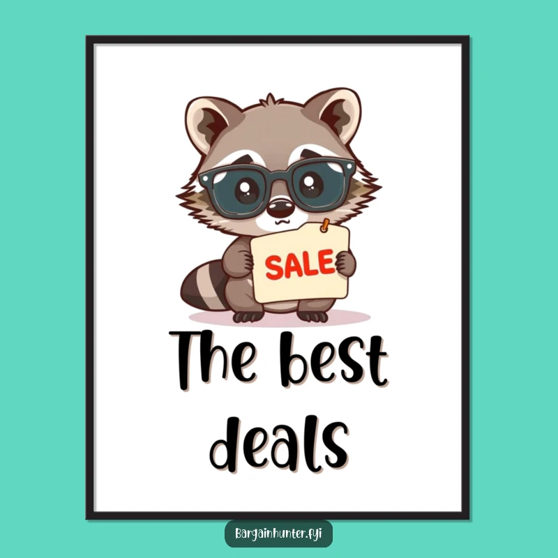 Funny Raccoon Spectacles Digital Art - Instant Humorous Decor