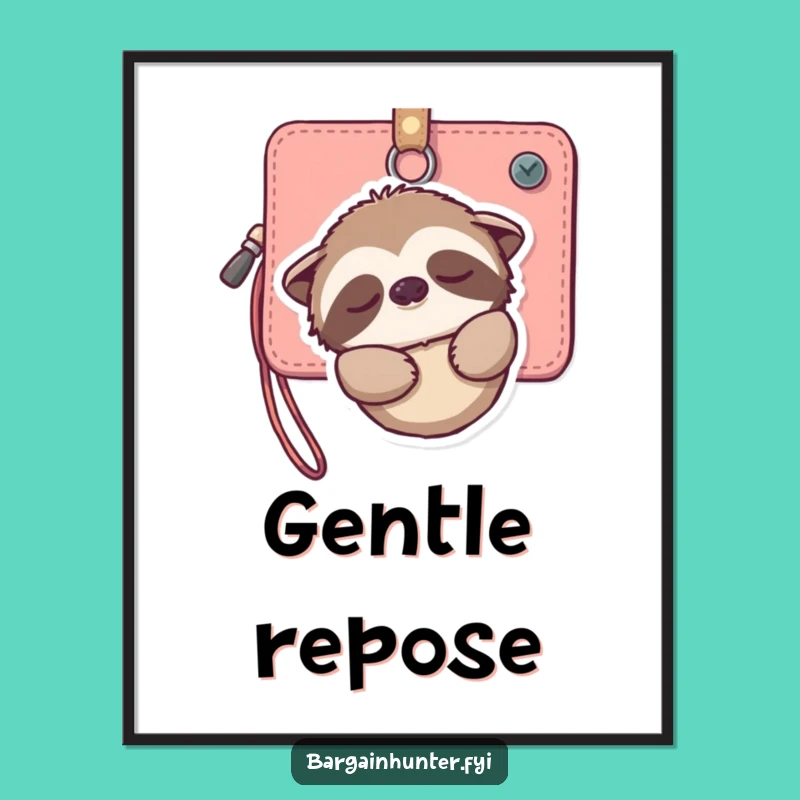 Funny Sloth Wallet Art Print: Gentle Serenity for Your Digital Space