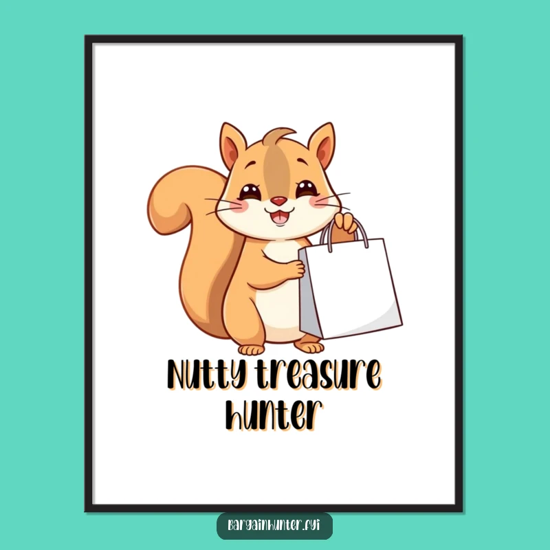 Funny Squirrel Shopper Digital Art: Cute Animal Art Print Gift!