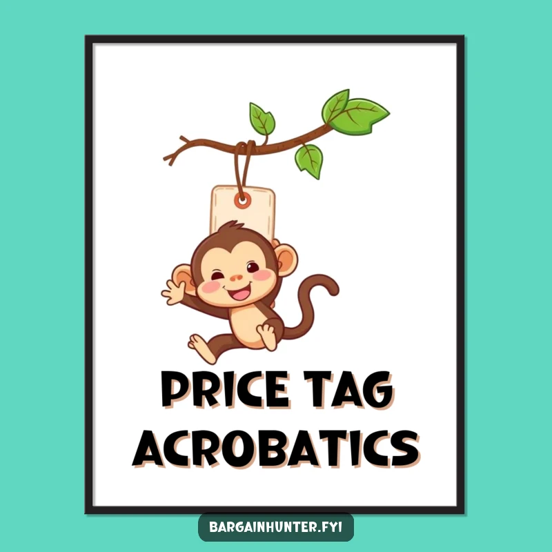 Funny Monkey Price Tag Digital Print - Whimsical Decor Funny Gift!