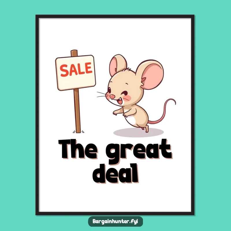 Funny Mouse Sale Digital Print - Instant Hilarious Bargain Hunter Wall Art