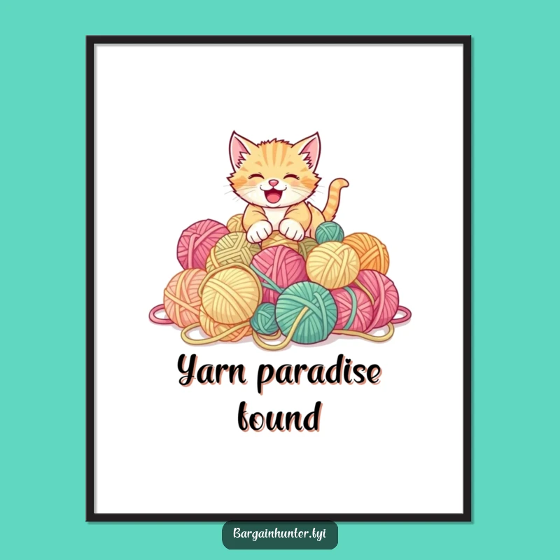 Funny Kitten Yarn Digital Art - Humorous Printable for Cat Lovers