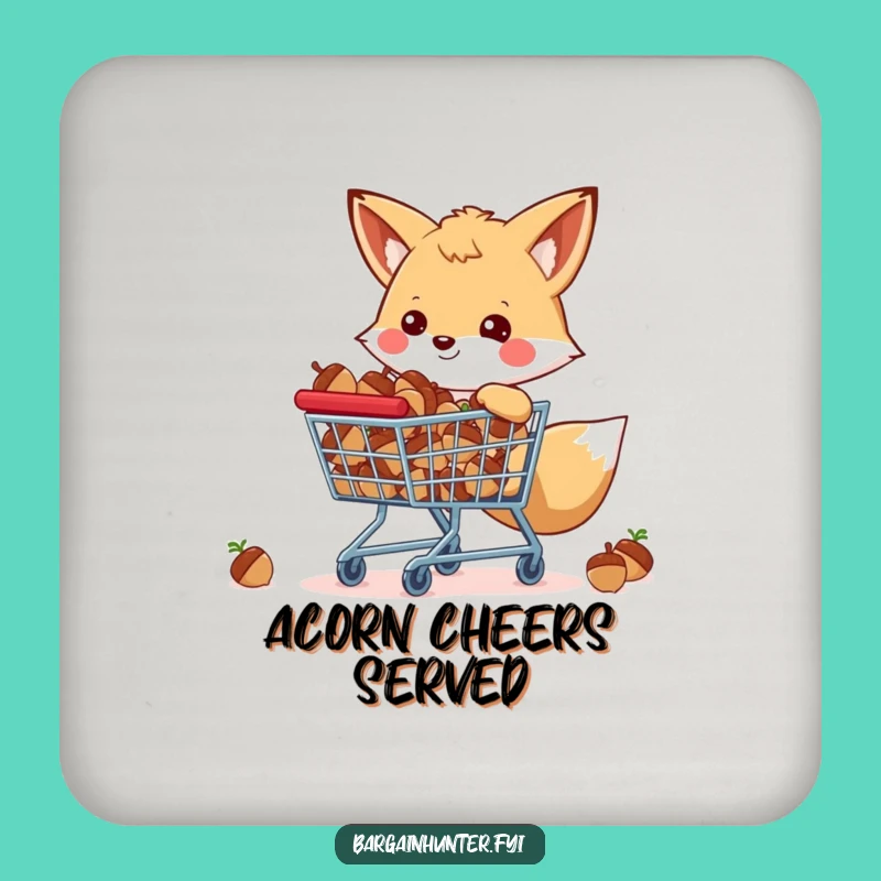 Funny Happy Fox Coaster - Acorn Cart Charm