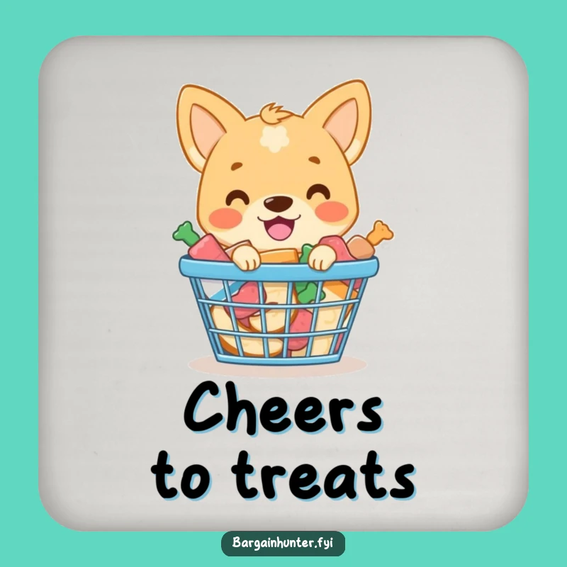 Funny Dog Treat Haul Coaster: Smiling Pup Basket - Protect Your Table