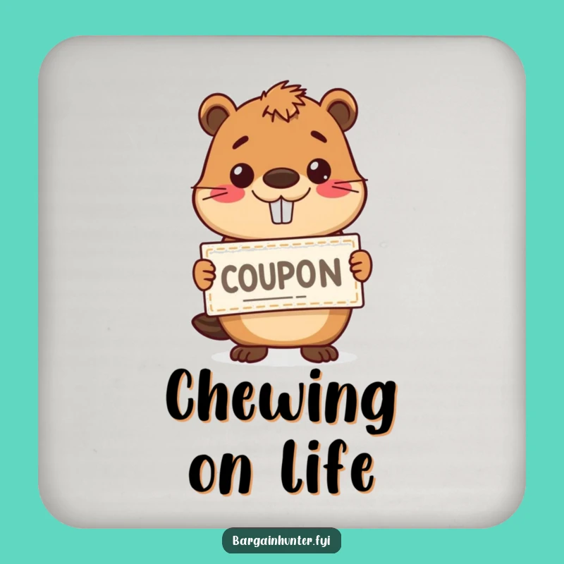 Funny Beaver Coupon Coaster Set - Cheerful Protection for Your Tables