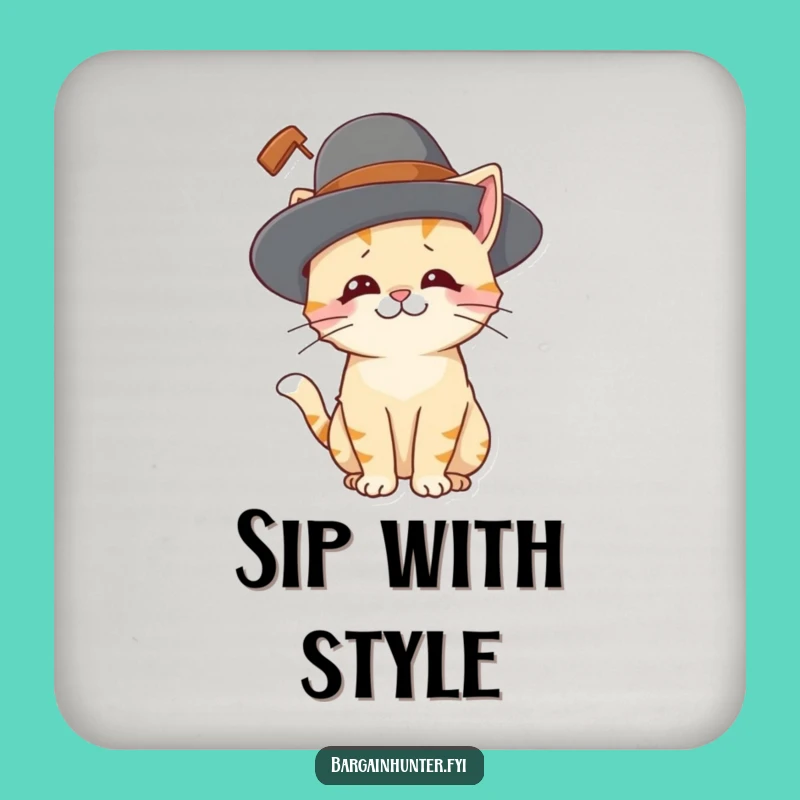 Funny Cat Hat Coaster: Protect Surfaces with Playful Kitty Art
