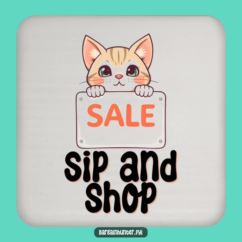 Funny Cat Sale Sign Coaster Set - Protect Surfaces With Feline Humor Gift
