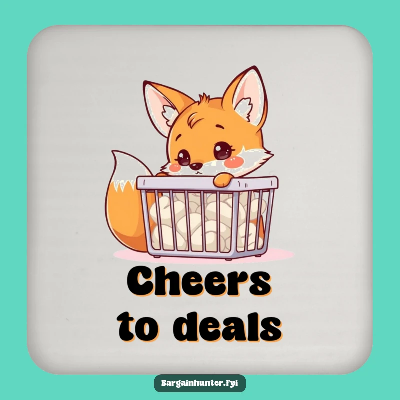 Funny Fox Bargain Bin Drink Coaster: Protect Surfaces with Curious Style