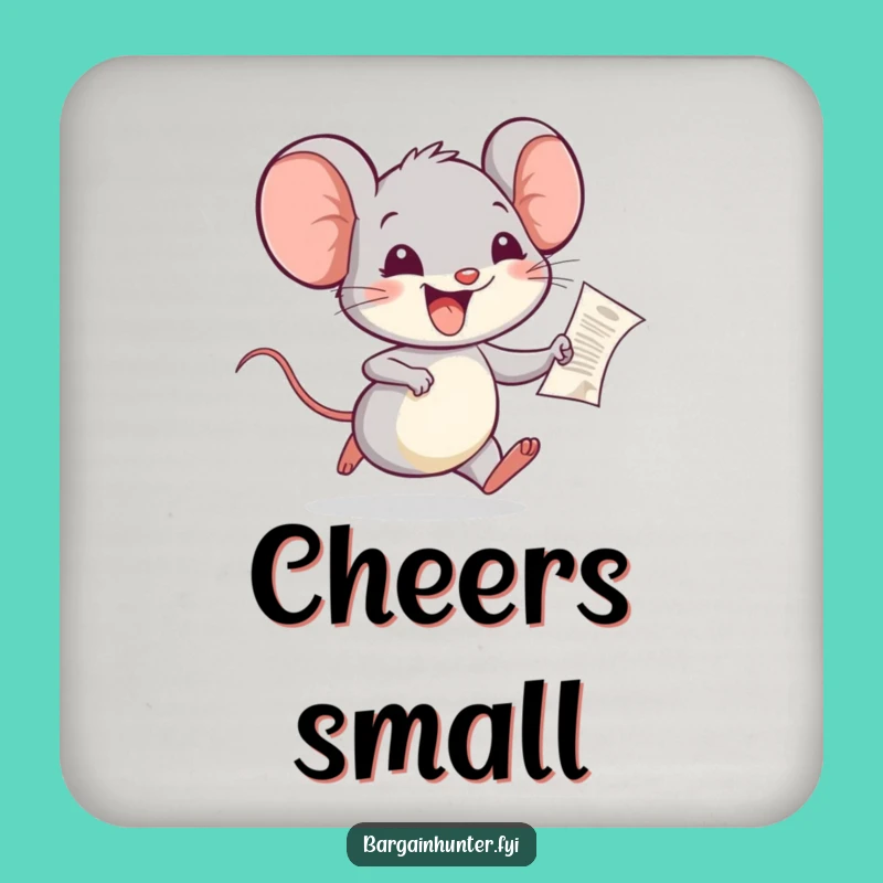 Funny Joyful Mouse Receipt Coaster Set: Protect Surfaces with Cheerful Humor!