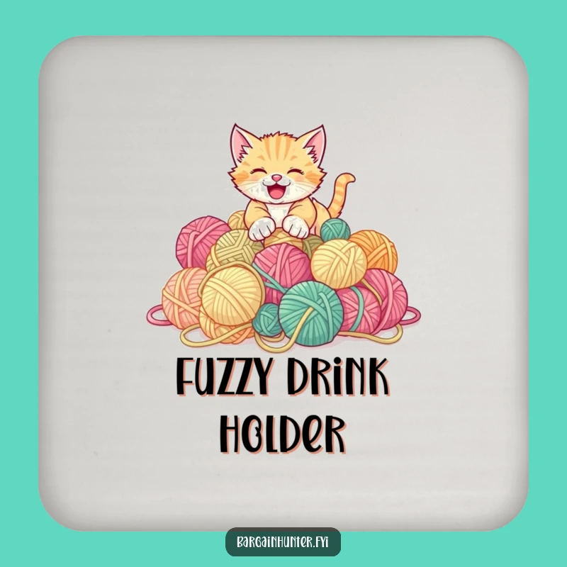 Funny Kitten Yarn Coaster - Humorous Home Decor for Cat Lovers