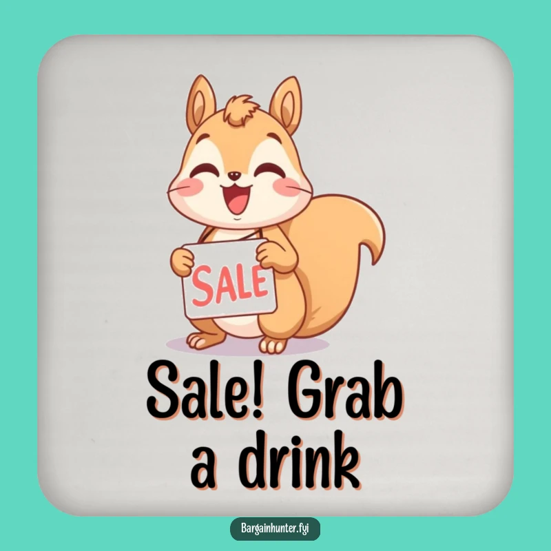 Funny Squirrel Sale Tag Coaster: Protect Surfaces with Shopping Humor