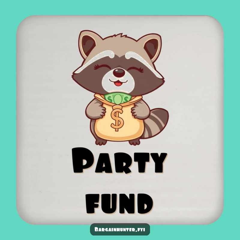 Funny Winking Raccoon Money Bag Coaster Set: Protect Surfaces with Hilarious Style!